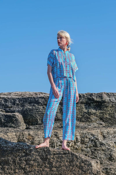 Coral Nehru Long Pyjama Set