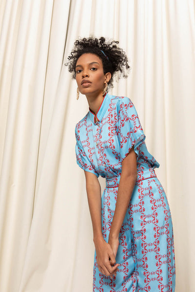Coral Nehru Long Pyjama Set